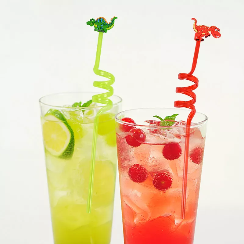 4/8pcs Reusable Unicorn Mermaid Flamingo Straw Smoothie Animal Drinking Straws Mermaid Theme Dinosaur Kids Fruit Party Supplies