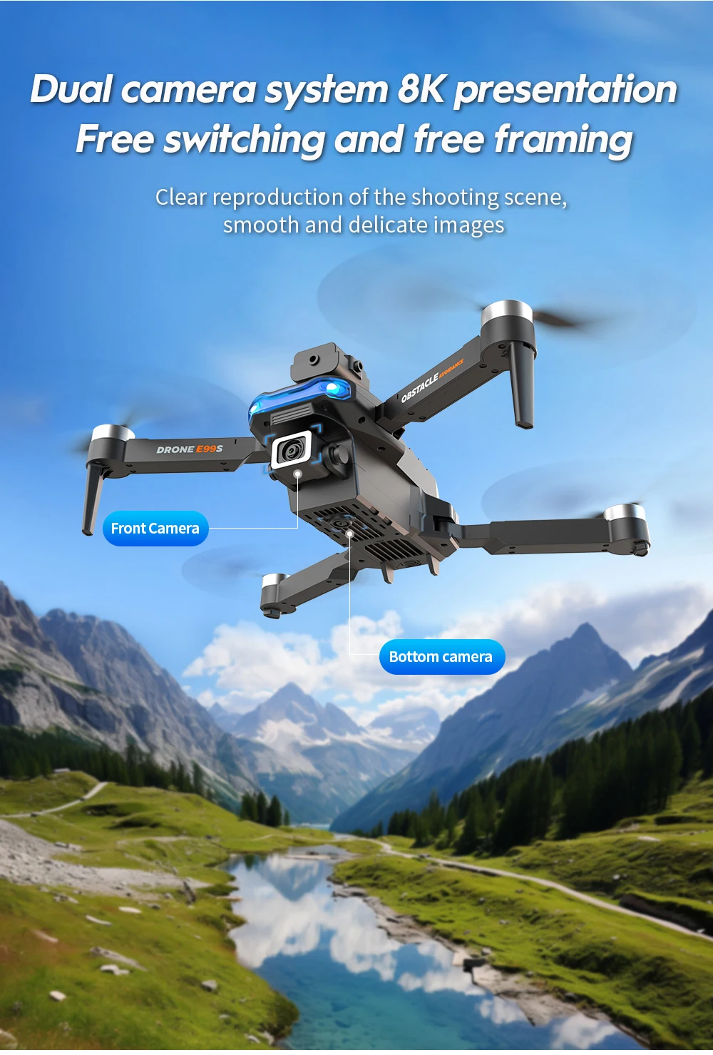 New E99S Drone 5G WiFi FPV Brushless Motor GPS Return 8K HD Dual Camera 360° Laser Obstacle Avoidance RC Quadcopter Drone Toys New E99S Drone 5G WiFi FPV Brushless Motor GPS Return 8K HD Dual Camera 360° Laser Obstacle Avoidance RC Quadcopter Drone Toys